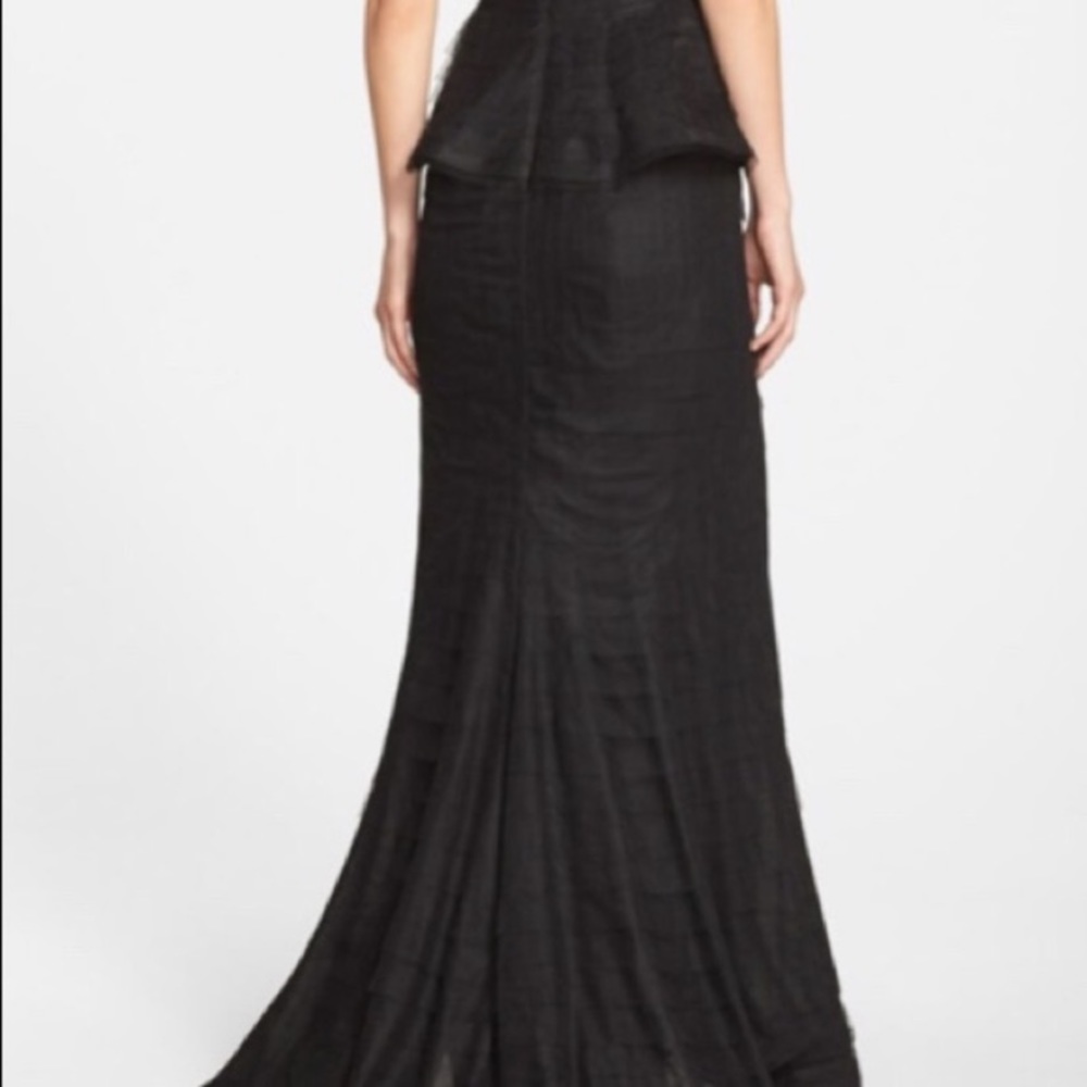 Adriana Papell strapless shutter tulle peplum long gown - Picture 8 of 12
